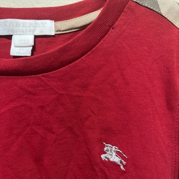 Burberry Red Long Sleeve Tee with Classic Design - Picture 5 of 10